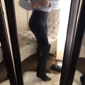 High knee black boots